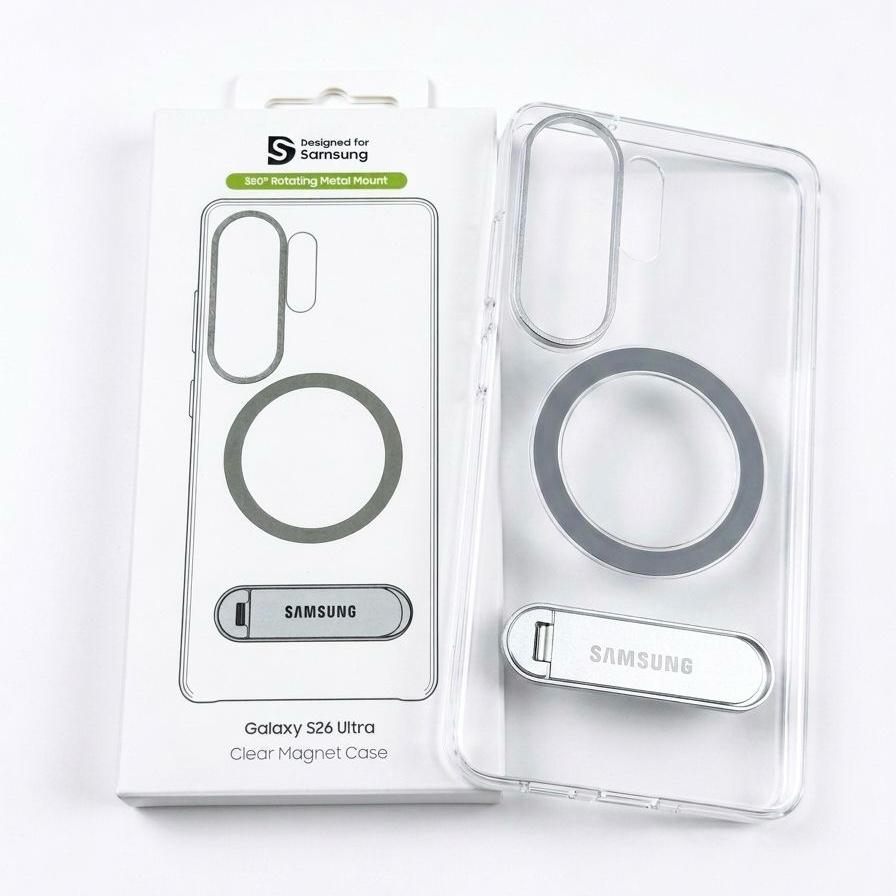 قاب پشت بی رنگ ، شفاف با مگ سیف Clear Magnet 360 Rotating Metal Mount سامسونگ